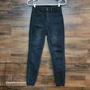 American Eagle Jeans 0 R Jegging Curvy Next Level Stretch Black Wash Denim